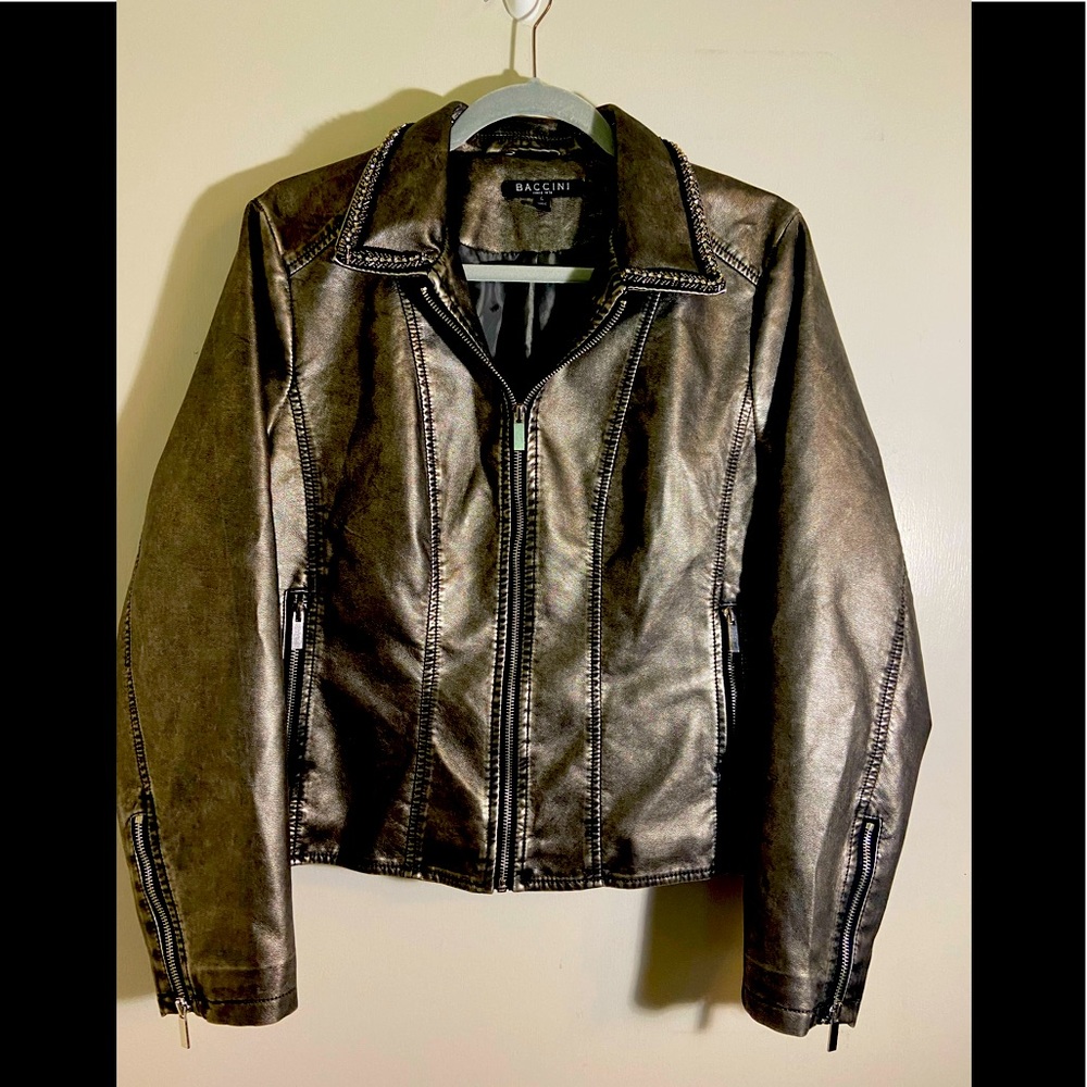 EUC BACCINI FAUX LEATHER  JACKET SIZE LARGE